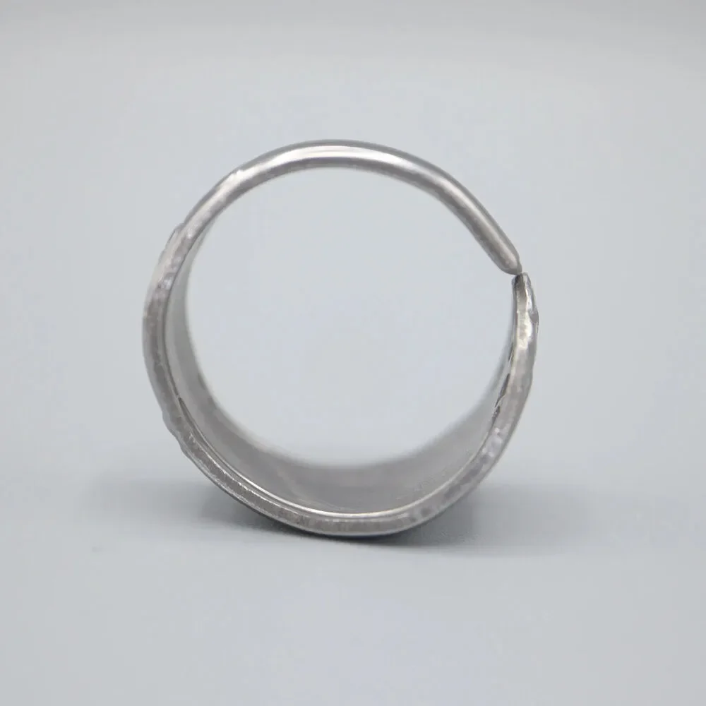 Clean Element Size 11 Spoon Ring Stainless Steel Polished Vintage Water Waves